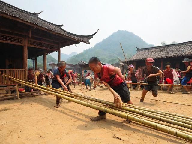 九游体育网站_ 乡村特色竹竿挤拔河，传承传统民俗运动，拔竹竿神器