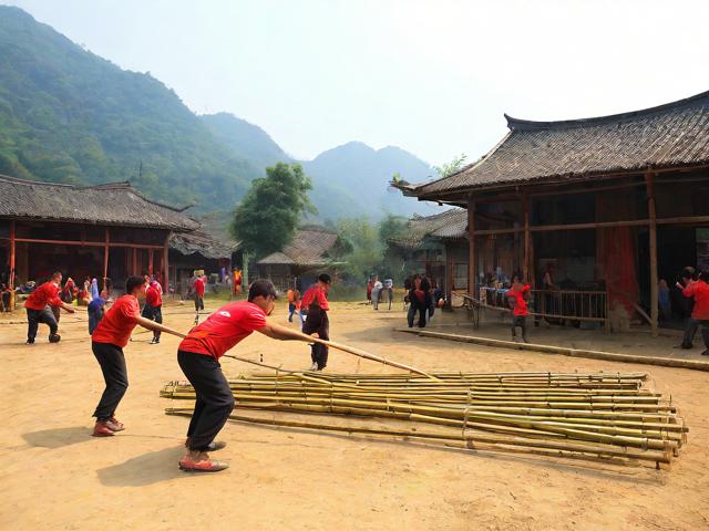 九游体育网站_ 乡村特色竹竿挤拔河，传承传统民俗运动，拔竹竿神器